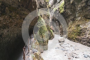 view on the partnachklamm (partnach gorge) near garmisch-partenkirchen, bavaria, germany