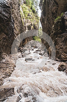 view on the partnachklamm (partnach gorge) near garmisch-partenkirchen, bavaria, germany