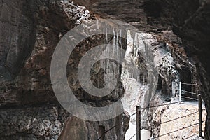 view on the partnachklamm (partnach gorge) near garmisch-partenkirchen, bavaria, germany