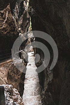 view on the partnachklamm (partnach gorge) near garmisch-partenkirchen, bavaria, germany