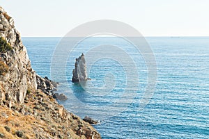 View of Parus (Sail) rock in Black Sea, Crimea