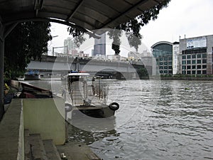 View of the Pasig river and MacArthur bridge, from the Lawton ferry terminal, Manila, Philippines