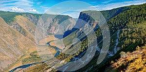 View on Pass Katu-Yaryk and Valley of Chulyshman river. Altai Republic, Siberia. Russia