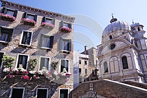 View of a passage in Venice Italy