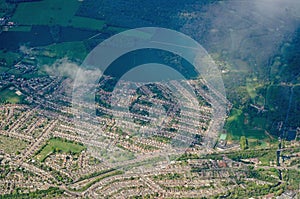 View from a passing aircraft of the Hertfordshire town of Rickmansworth, Croxley and Croxley Green