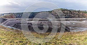 A view past Quarry spoil towards Croft Hill in Leicestershire, UK