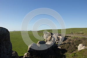 A view of pasture land from Elephant Rocks above Dillon Beach California