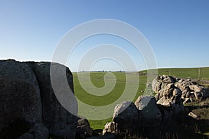 A view of pasture land from Elephant Rocks above Dillon Beach California