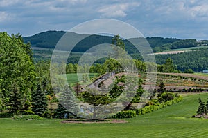 View of patchwork in Biei, Hokkaido Prefecture, Japan