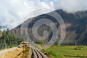 View of path between Cusco and Machu Picchu, Peru