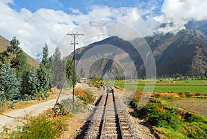 View of path between Cusco and Machu Picchu, Peru