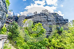 A view from the path down looking back at the Pravcicka Gate arch