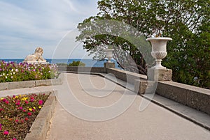 View from path in the Vorontsovsky Park to Black Sea photo