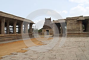 View of Pattabhirama Temple complex. Hampi, Karnataka, India. From left maha-manddapa, East Gopuram and Kalyana-Mandapa, Divine Ma