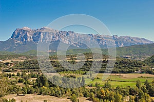 View of the PeÃ±a MontaÃ±esa from AÃ­nsa, Huesca, Spain. photo