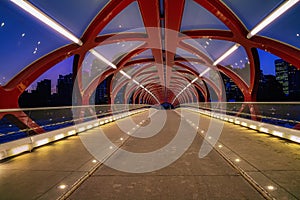 Illuminated Walkway On The Peace Bridge