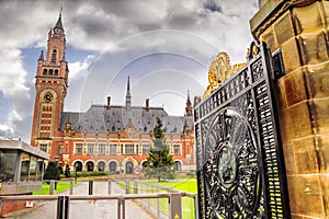 View of the Peace Palaceis, administrative building the International Court of Justice in The Hague