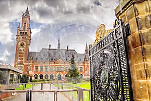 View of the Peace Palaceis, administrative building the International Court of Justice in The Hague