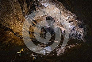 View of the Peak Cavern, also known as the Devil`s Arse, in Castleton, Derbyshire, England