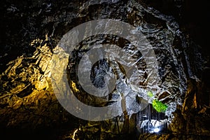 View of the Peak Cavern, also known as the Devil`s Arse, in Castleton, Derbyshire, England