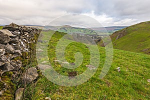 A view of the Peak District national park Castleton in Derbyshire, UK