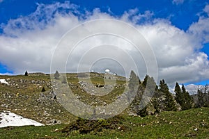 View at the peak La Dole with the radar station