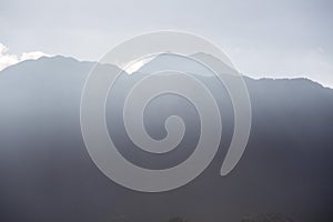 The view of the peak of Mount Gede and Pangrango in West Java in the morning