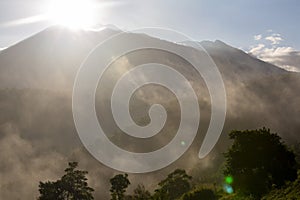 The view of the peak of Mount Gede and Pangrango in West Java in the morning