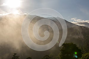 The view of the peak of Mount Gede and Pangrango in West Java in the morning