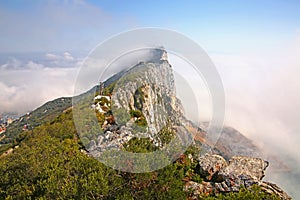 View of the peak of the Rock from the side, Gibraltar