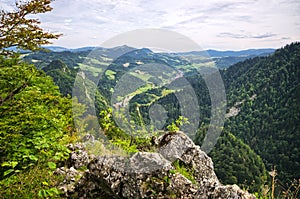 View from the peak of Sokolica, Pieniny mountains, Poland
