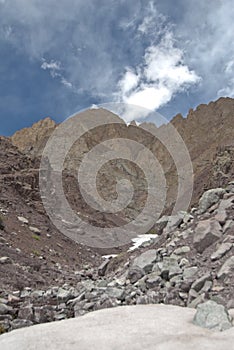 View of peaks of Himalayan ranges in Hemis national park, Ladakh, India.