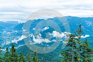 View of peaks over Bad Ischl, Austria from Katrin mountain