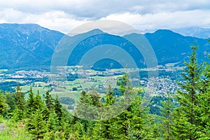 View of peaks over Bad Ischl, Austria from Katrin mountain