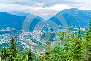 View of peaks over Bad Ischl, Austria from Katrin mountain