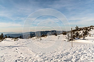 View from Pec hill in winter Jeseniky mountains in Czech republic