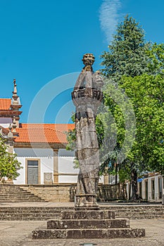 View of Pelourinho in the square in the historic center of the village at the Praca do Municipio. Arcos de Valdevez, Viana do photo