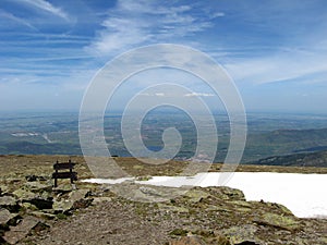 View from the Penalara mountain, the highest peak in the mountain range of Guadarrama near Madrid, Spain photo