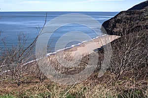 View of Penbryn Beach from above, Ceredigion, Wales