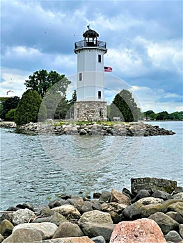 View of the peninsula lighthouse on Lake Winnebago photo