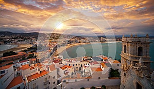 View on Peniscola from the top of Pope Luna`s Castle