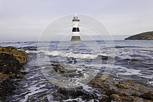 View of Penmon Lighthouse, Penmom Point, Isle of Anglesey, Wales