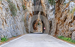 view of the Penyal del Cavall Bernat road gap with the Tramuntana highway leading through and down to Sa Calobra photo