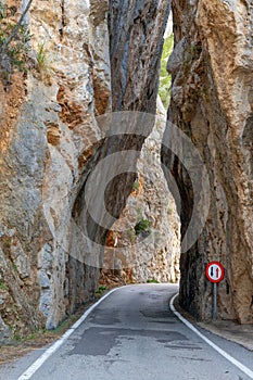 view of the Penyal del Cavall Bernat road gap with the Tramuntana highway leading through and down to Sa Calobra photo