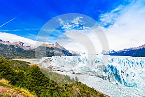View of the Perito Moreno Glacier, Patagonia, Argentina. Copy space for text