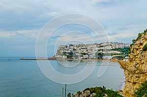 View of peschici town in Italy surrounded with beaches and rugged coast....IMAGE