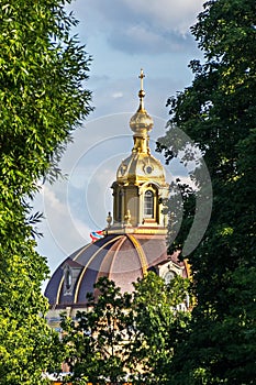 View of Peter and Paul Cathedral from the Petrograd side.