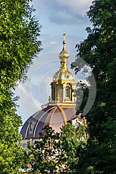 View of Peter and Paul Cathedral from the Petrograd side. photo