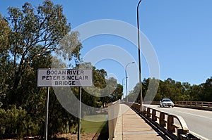 A view of the Peter Sinclair Bridge at Nyngan, NSW spanning the Bogan River