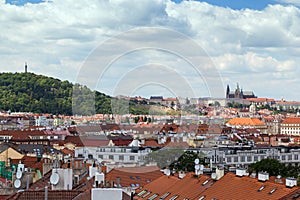 View of the Petrin Hill and Prague Castle